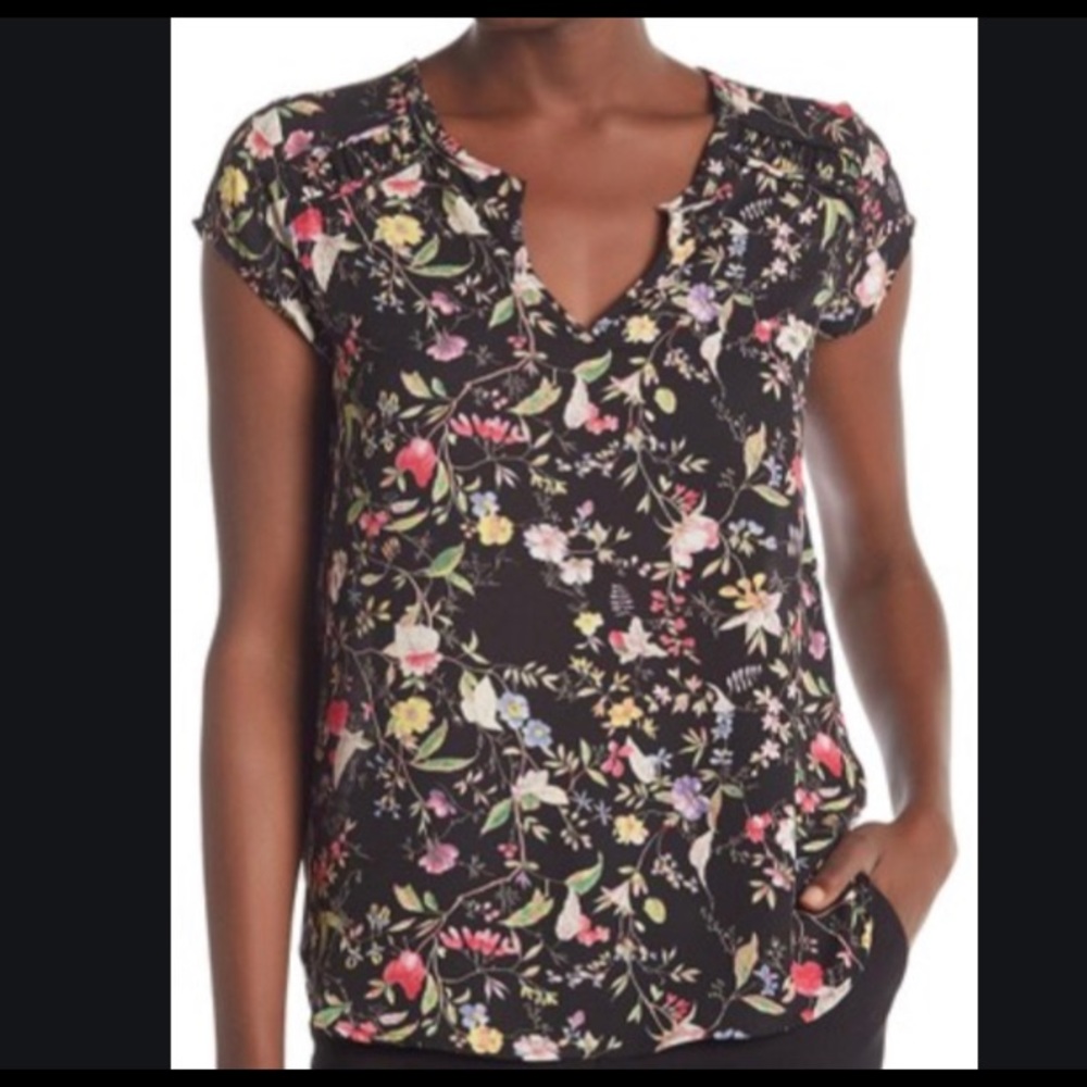 Pleione Black Floral Blouse